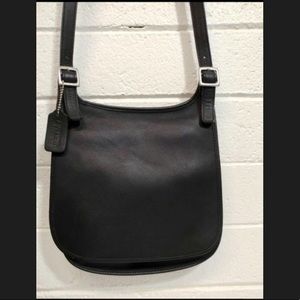 Vintage COACH Black Leather Long Shoulder Bag
